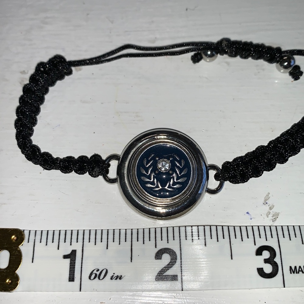 COPY - Adjustable braided black cord bracelet with one interchangeable snaps.  …